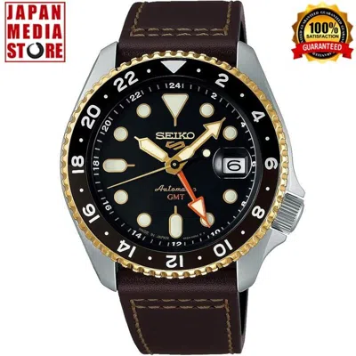 Pre-owned Seiko 5 Sports Sbsc020 Skx Sports Gmt Automatic Leather Band Men Watch Japan