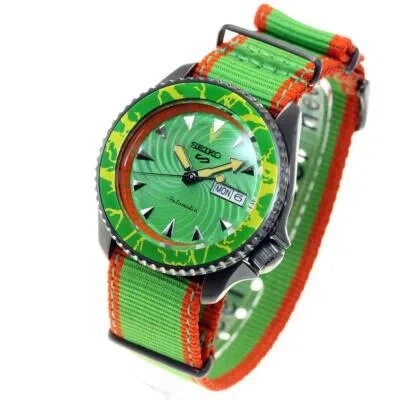Pre-owned Seiko 5 Sports Sense Sbsa083 Street Fighter V Blanka Men's Watch Green