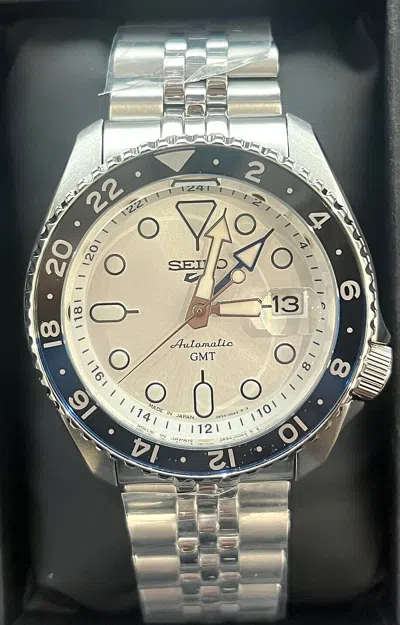 Pre-owned Seiko 5 Sports Skx Sports Gmt White Dial Stainless Steel Watch Ssk033
