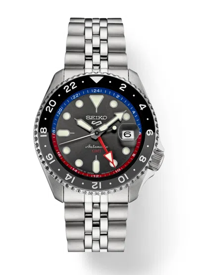 Pre-owned Seiko 5 Sports Skx Ssk019 Gmt 42.5mm Steel Gray Dial Automatic Men's Watch