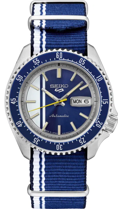Pre-owned Seiko 5 Sports Skx Style Two-tone Dial Nylon Band Men's Watch Srpk69