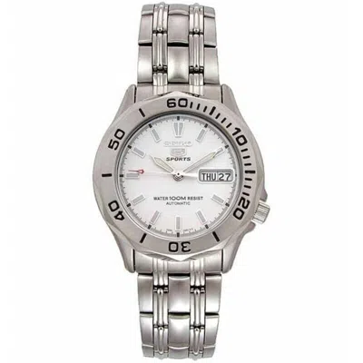 Pre-owned Seiko 5 Sports Snk027k1 Automatic Watch Seamaster Steel 40mm White Silver