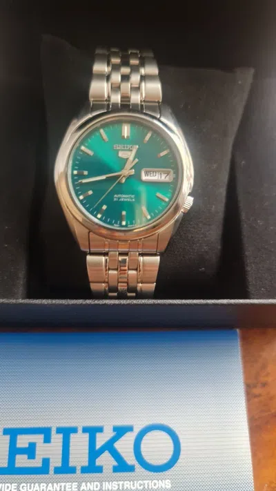Pre-owned Seiko 5 Sports Snk543k1 Automatic Watch Green Emerald Hulk 7s26-01v0