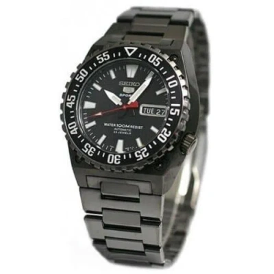 Pre-owned Seiko 5 Sports Snzd73k1 Automatic Men Watch Black Stainless Steel Snzd73