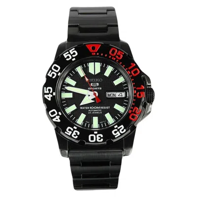 Pre-owned Seiko 5 Sports Snzf53k1 Black Red Mini Baby Monster Automatic Watch 7s36 Lume