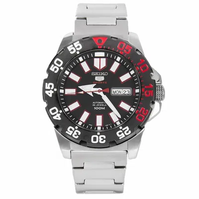 Pre-owned Seiko 5 Sports Srp487k1 Monster Automatic Watch 4r36 Black Red Stainless