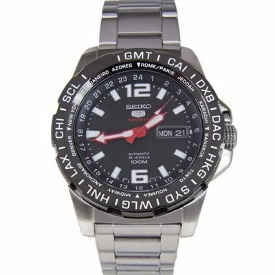 Pre-owned Seiko 5 Sports Srp685k1 Gmt Automatic 4r36-0c4c Watch World Time Steel Hardlex