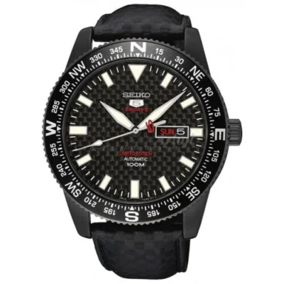 Pre-owned Seiko 5 Sports Srp719k1 Automatic Black Leather Limited Watch Ion Plated Compass