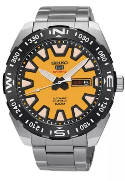 Pre-owned Seiko 5 Sports Srp745k1 Yellow Stainless Steel Automatic Black Yellow Man Watch