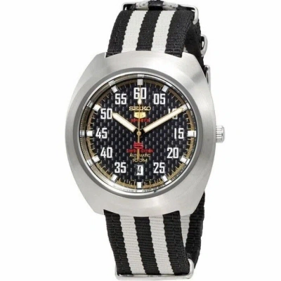 Pre-owned Seiko 5 Sports Srpa91k1 Automatic Limited Edition Watch Black White Nylon Strap