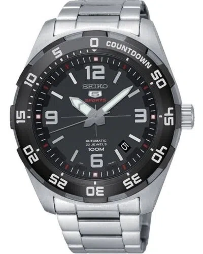 Pre-owned Seiko 5 Sports Srpb81k1 Black Dial Countdown Stainless Steel 100m Srpb81