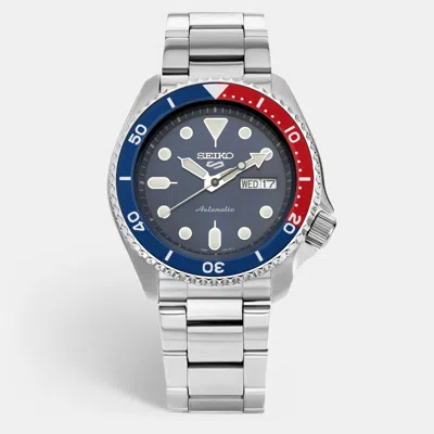 Pre-owned Seiko 5 Sports Srpd53k1 Blue Dial Stainless Steel Men's Wristwatch 42.5 Mm