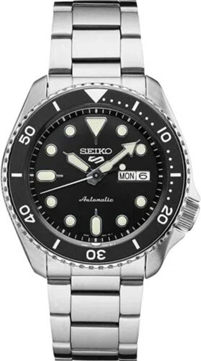 Pre-owned Seiko 5 Sports Srpd55 Automatic Black Dial Stainless Steel Bracelet Men's Watch