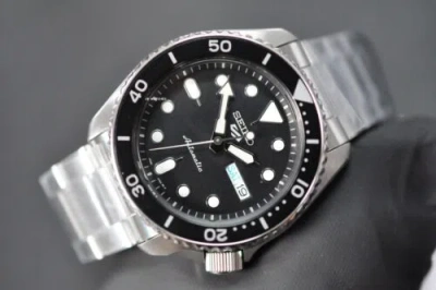 Pre-owned Seiko 5 Sports Srpd55k1 Black Dial Automatic Gent's Internetional Warranty
