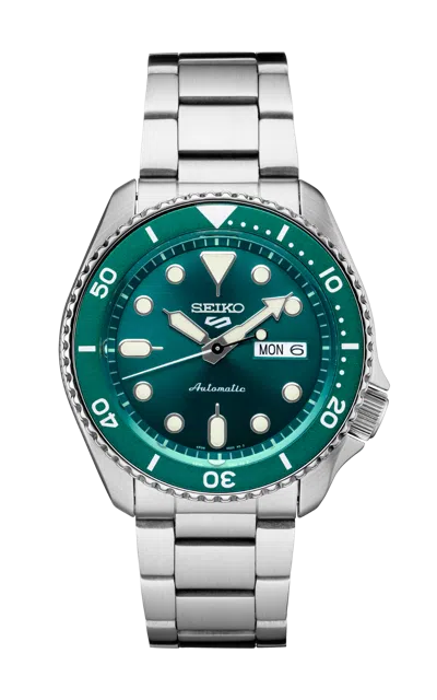 Pre-owned Seiko 5 Sports Srpd61 Green Dial Lumi Brite Hands Stainless Steel Srpd61-new