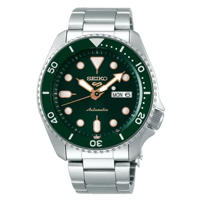 Pre-owned Seiko 5 Sports Srpd63 Automatic 10 Atm Green Dial With Rose Gold Accents Watch