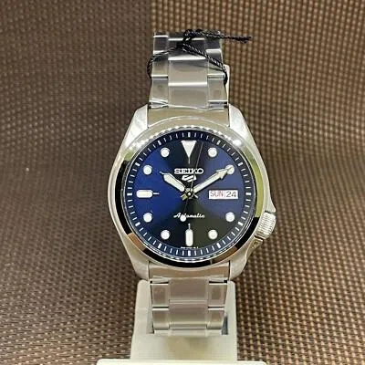 Pre-owned Seiko 5 Sports Srpe53k1 Blue Analog Automatic 24 Jewels Men Casual Watch Srpe53