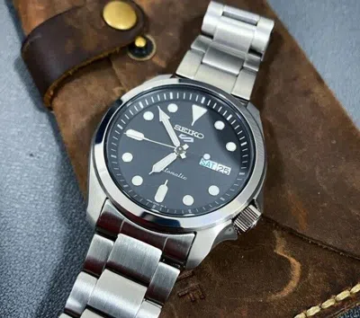 Pre-owned Seiko 5 Sports Srpe55k1 Skx Series Black Stainless Steel Automatic Men's Watch