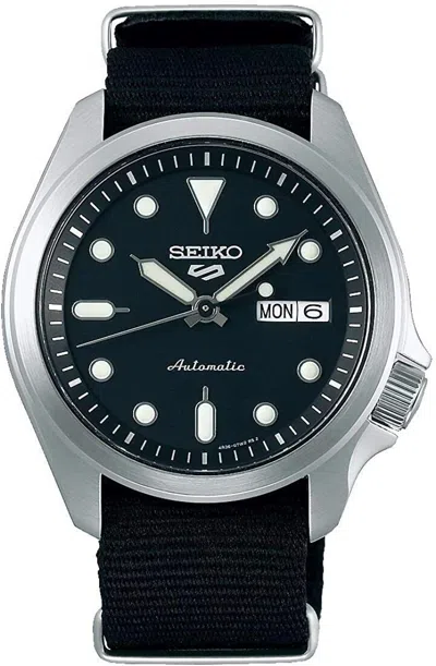 Pre-owned Seiko 5 Sports Srpe67k1 Mechanical Automatic Watch Black Nylon Band