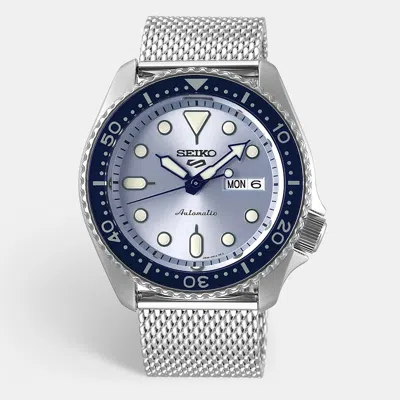 Pre-owned Seiko 5 Sports Srpe77k1 Blue Dial Stainless Steel Men's Wristwatch 42.5 Mm