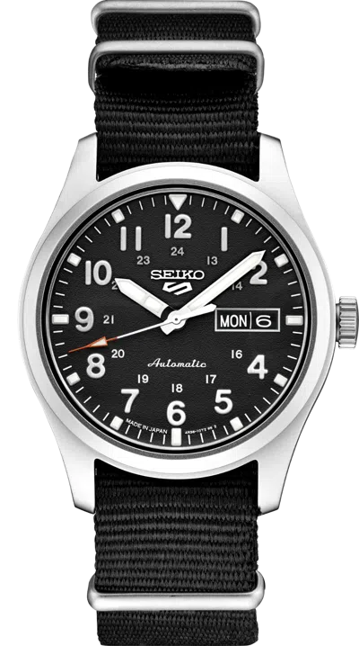 Pre-owned Seiko 5 Sports Srpg37 Black Dial Lumi Black Nylon Str Srpg37-new