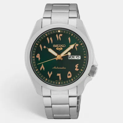 Pre-owned Seiko 5 Sports Srph49k1 Green Dial Stainless Steel Men's Wristwatch 40 Mm