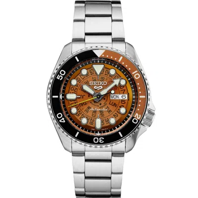 Pre-owned Seiko 5 Sports Srpj47 Men's 42.5mm Automatic Watch - Orange/stainless