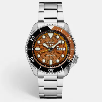 Pre-owned Seiko 5 Sports Srpj47k1 Brown Dial Stainless Steel Men's Wristwatch 42.5 Mm