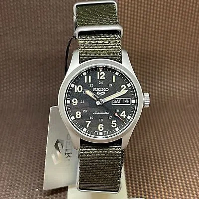 Pre-owned Seiko 5 Sports Srpj85k1 Field Sports Style Nylon Green Automatic Men's Watch
