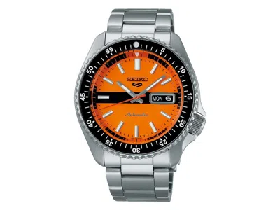 Pre-owned Seiko 5 Sports Srpk11 42mm Orange Dial Automatic Men Watch Steel Special Edition