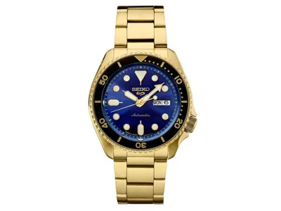 Pre-owned Seiko 5 Sports Srpk20 42.5mm Blue Dial Gold Finish Automatic Men Watch Steel Skx