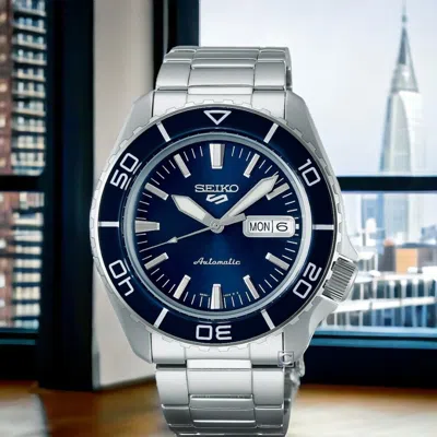 Pre-owned Seiko 5 Sports Srpk97k1 Skx Series Style Blue Dial Analog Automatic Men's Watch