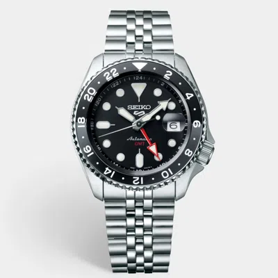Pre-owned Seiko 5 Sports Ssk001k1 Black Dial Stainless Steel Men's Wristwatch 42.5 Mm