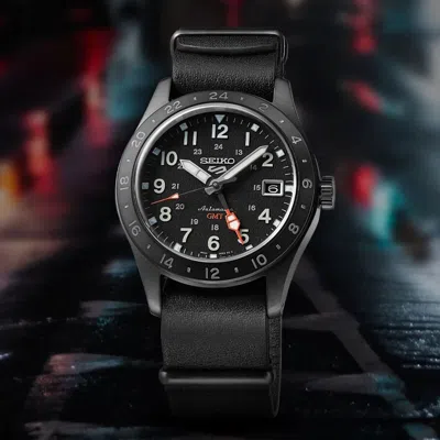 Pre-owned Seiko 5 Sports Ssk025k1 Field Deception Gmt Automatic Black Analog Men's Watch