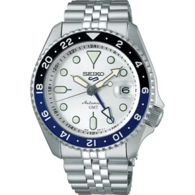 Pre-owned Seiko 5 Sports Ssk033k1 Automatic Gmt Stainless Steel White Dial