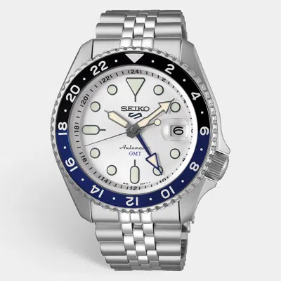 Pre-owned Seiko 5 Sports Ssk033k1 White Dial Stainless Steel Men's Wristwatch 42.5 Mm