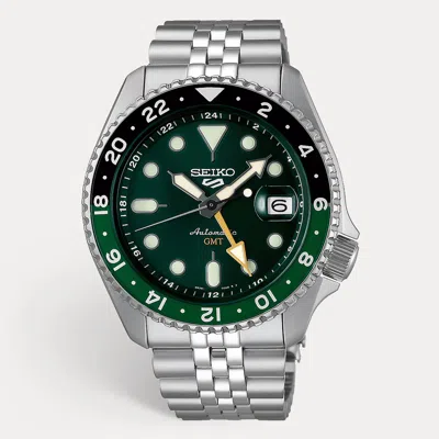 Pre-owned Seiko 5 Sports Ssk035k1 Green Dial Stainless Steel Men's Wristwatch 42.5mm