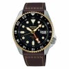 Seiko 5 Sports Ssk036k1 Automatic Gmt Men's Watch - Black Dial, Brown Leather Strap