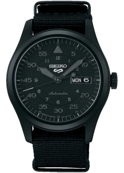 Pre-owned Seiko 5 Sports Stealth Black Sbsa167 Men's Watch Mechanical Nylon 2022 Day Date