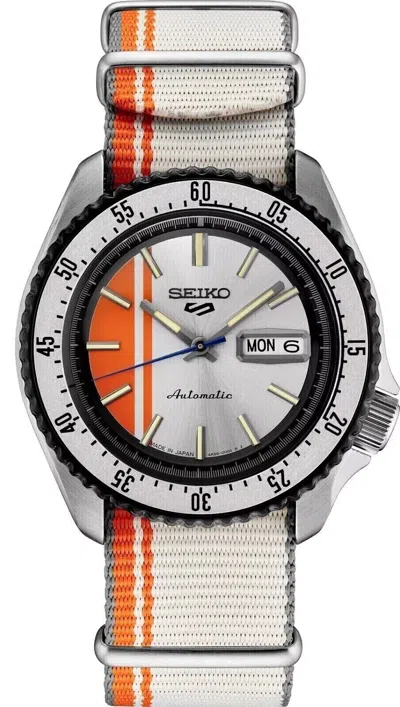 Pre-owned Seiko 5 Sports U.s. Special Creation 42.5 Mm Orange Dial Men's Watch Srpk73