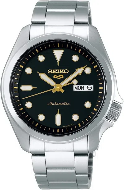 Pre-owned Seiko 5 Sports Watch Srpe57k1 Men's Silver Black Analog Round Face In Box