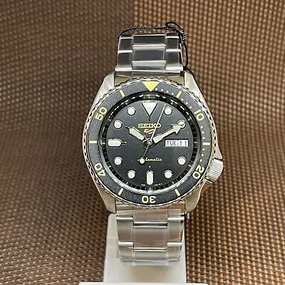 Pre-owned Seiko 5 Srpd57k1 Black Analog Automatic Stainless Steel Winding Men Casual Watch