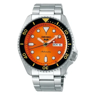 Pre-owned Seiko 5 Srpd59 Mens Steel Orange Dial W Bracelet Day/date Automatic Watch $325