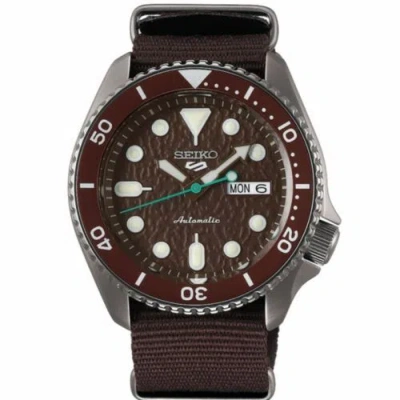 Pre-owned Seiko 5 Srpd85k1 Diver Automatic Watch Brown Dial 100m Nylon Strap Srpd85