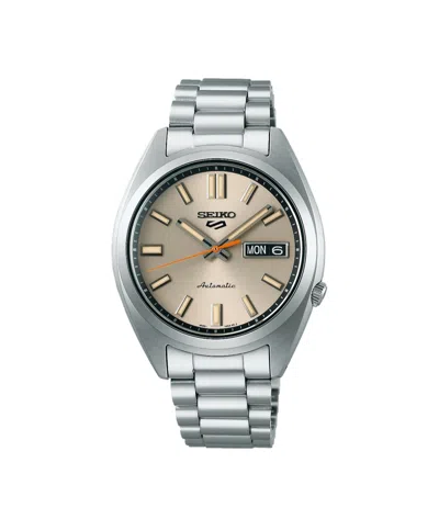 Pre-owned Seiko 5 Srpk91 Stainless Steel Automatic Ivory Dial Watch
