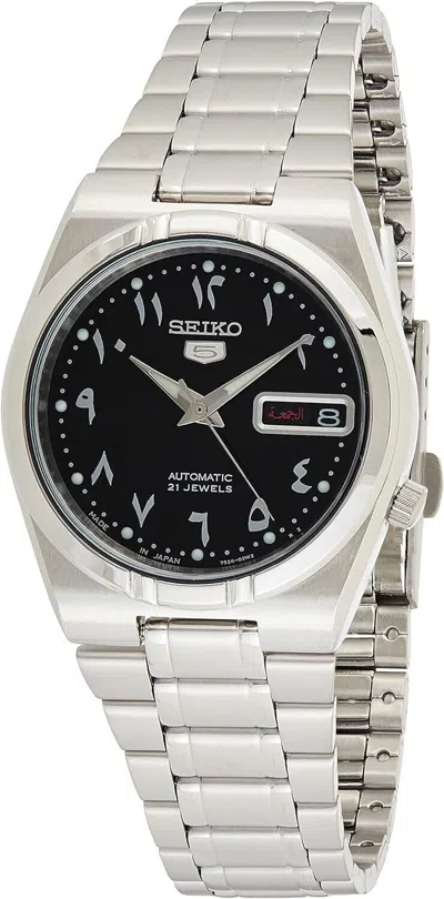 Pre-owned Seiko 5 Watch Automatic Black Silver Men's Arabic Number Snk063j5