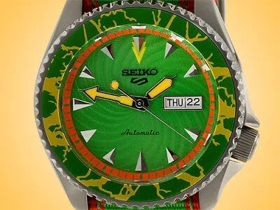 Pre-owned Seiko 5 X Street Fighter Limited Edition Blanka Automatic Pvd-coated Watch