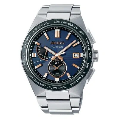 Pre-owned Seiko Astron Nexter Sbxy053 Titanium Radio Solar Watch Navy Dial 42.7mm Men's