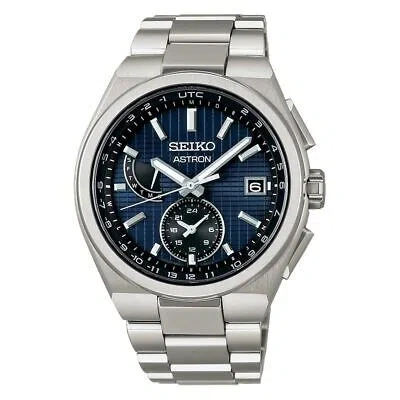 Pre-owned Seiko Astron Nexter Sbxy065 Titanium Radio Solar Analog Watch Blue Dial 41.3mm