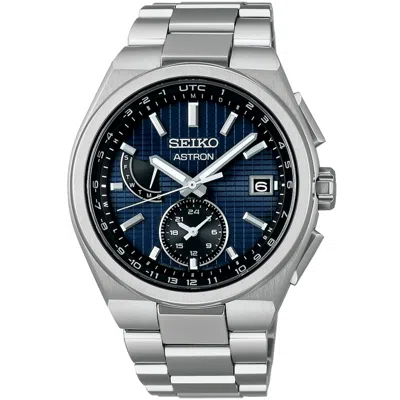 Pre-owned Seiko Astron Nexter Sbxy065 Titanium Radio Solar Analog Watch Blue Dial 41.3mm